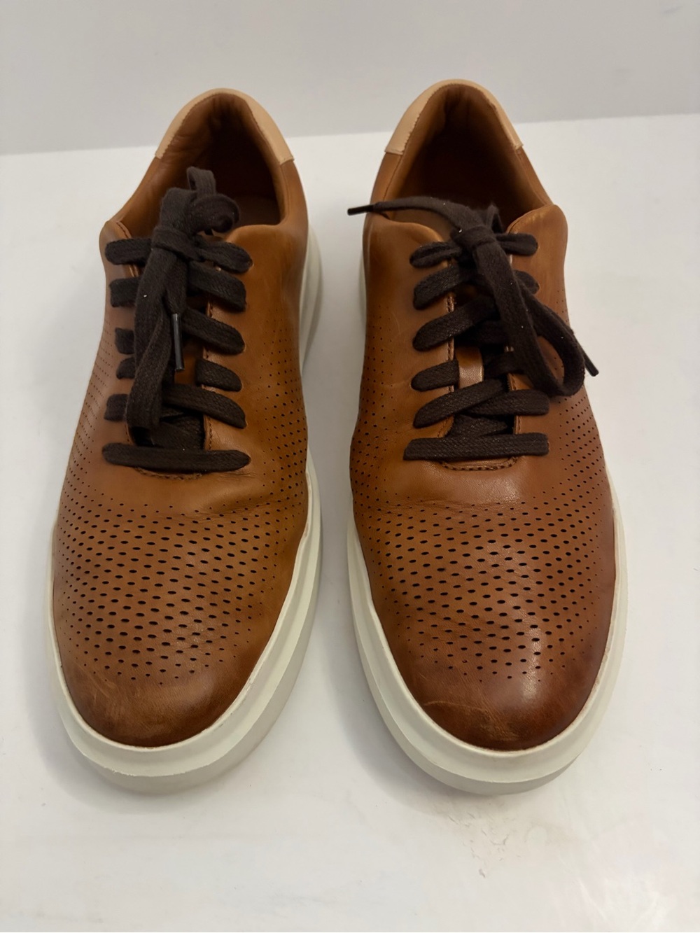 Cole Haan GrandSeries Men’s 9M Brown Leather Perforated Sneakers Casual Shoes